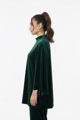 Velvet Poncho Top Emerald